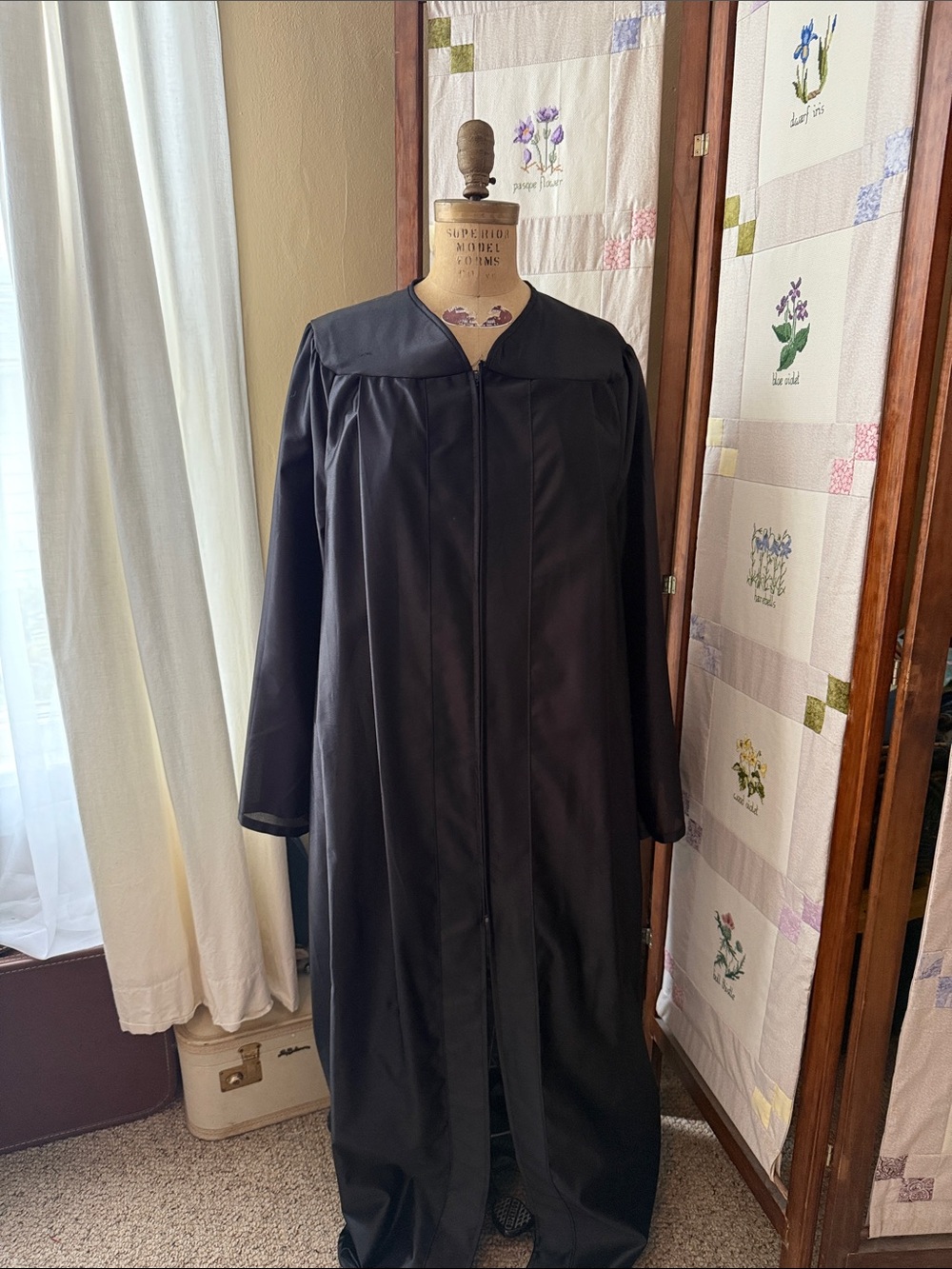 Vintage Herff Jones Black Graduation Academic Gown 6’3”-6’4” USA Made Polyester